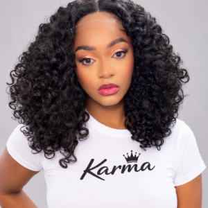 Rooted Afro Kinky Curly Bob Cut, Human Hair Blend Lace Front Wig