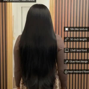 Unshaken Synthetic Lace Front Wig - 30in Silky Straight 13×6 HD Lace, Glueless Heat Resistant, Synthetic Hair, Everyday Wear & Go Wig