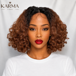 The Soft Life | 16 inches Ombre Brown Curly Bob Human Hair Blend Lace Front Wig